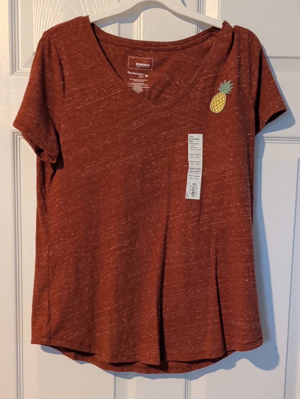 Sonoma Rust Short-Sleeve V-Neck Tee with Pineapple Patch